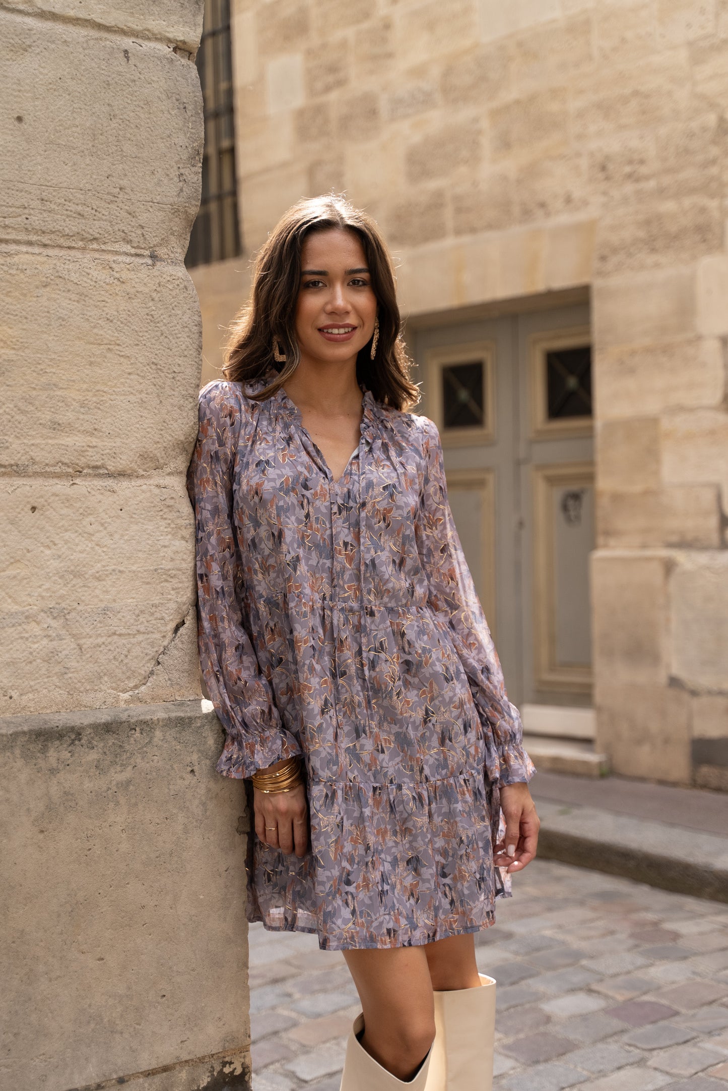 Kleid Anthrazit Flowers