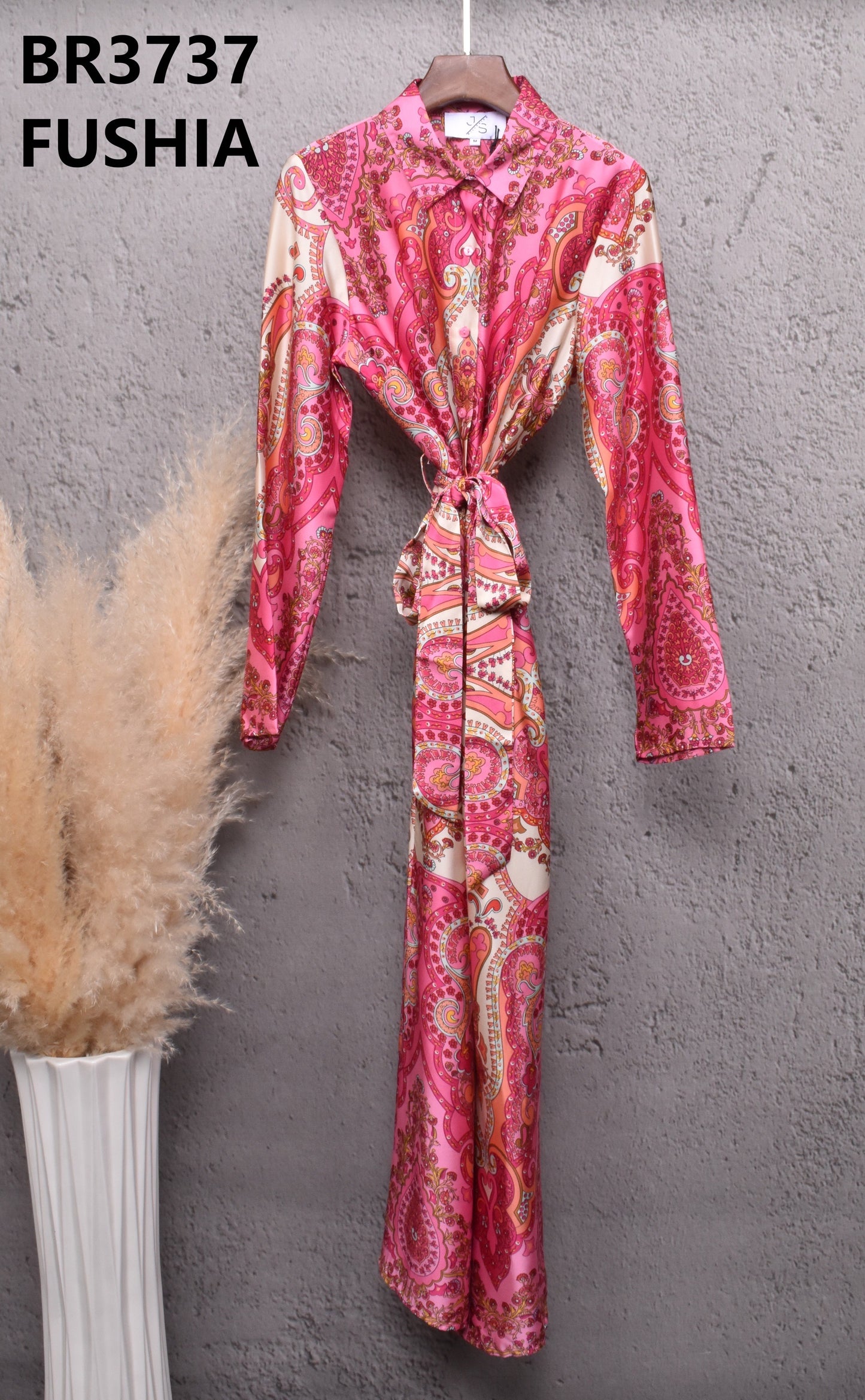hemdkleid Pink Paisley maxi