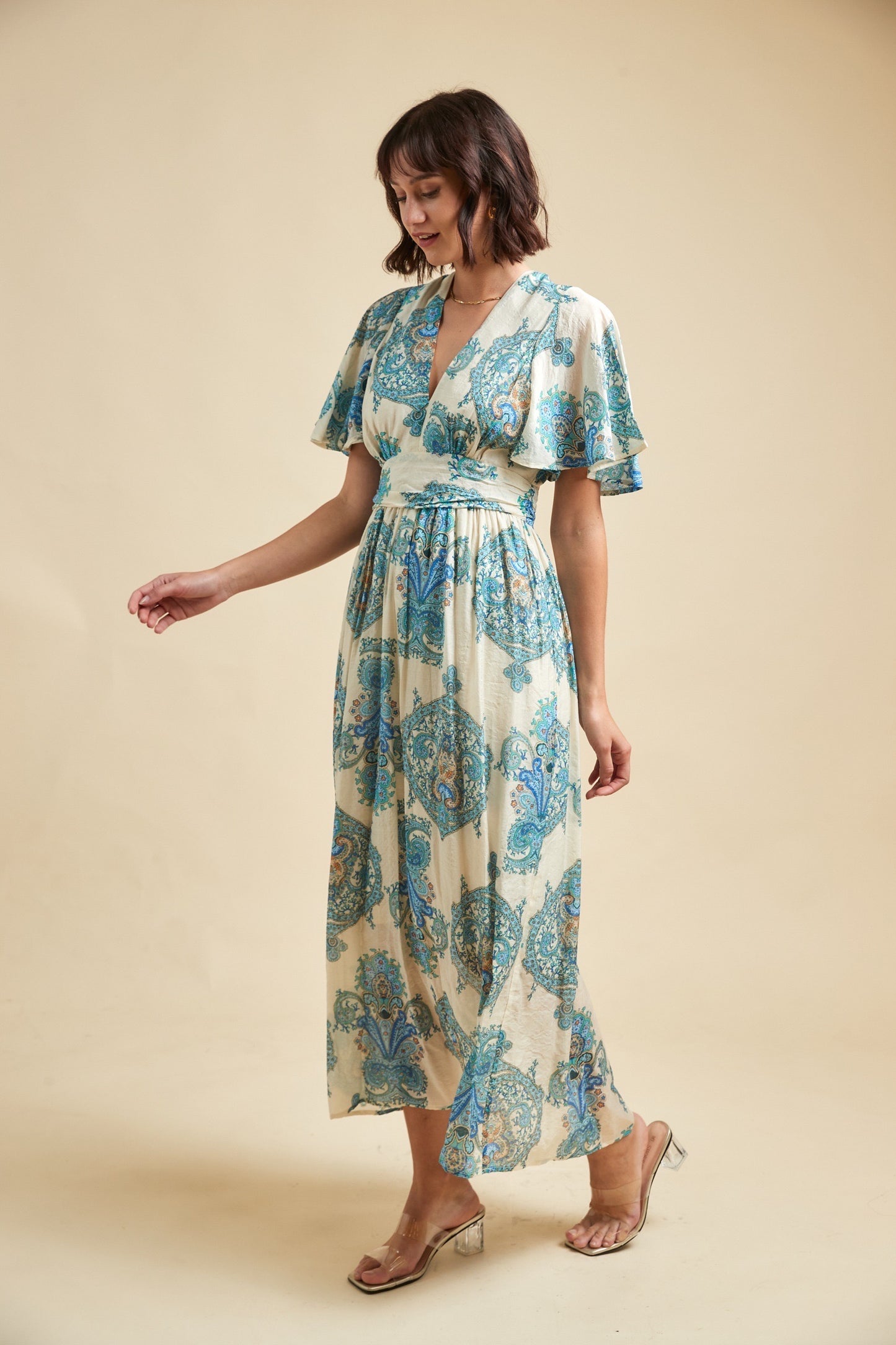 Kleid blue Paisley backfree