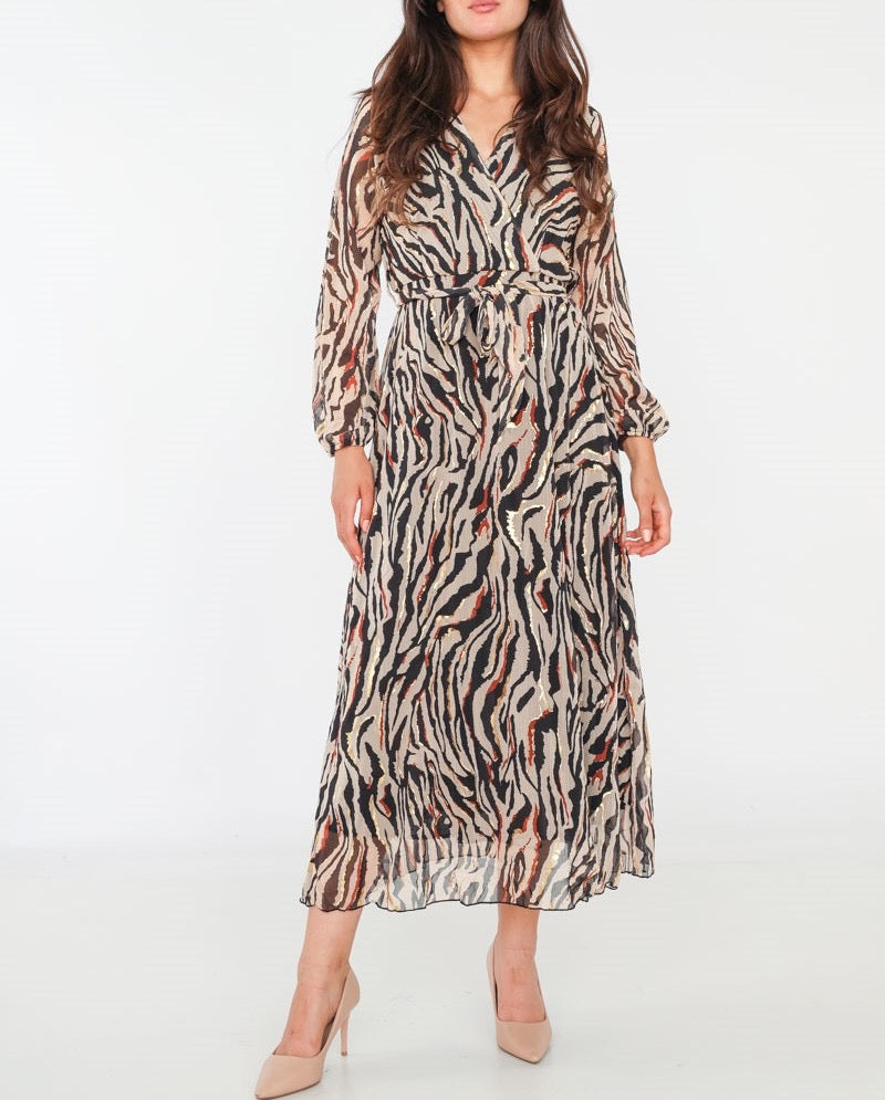 Kleid Zebra gold lang