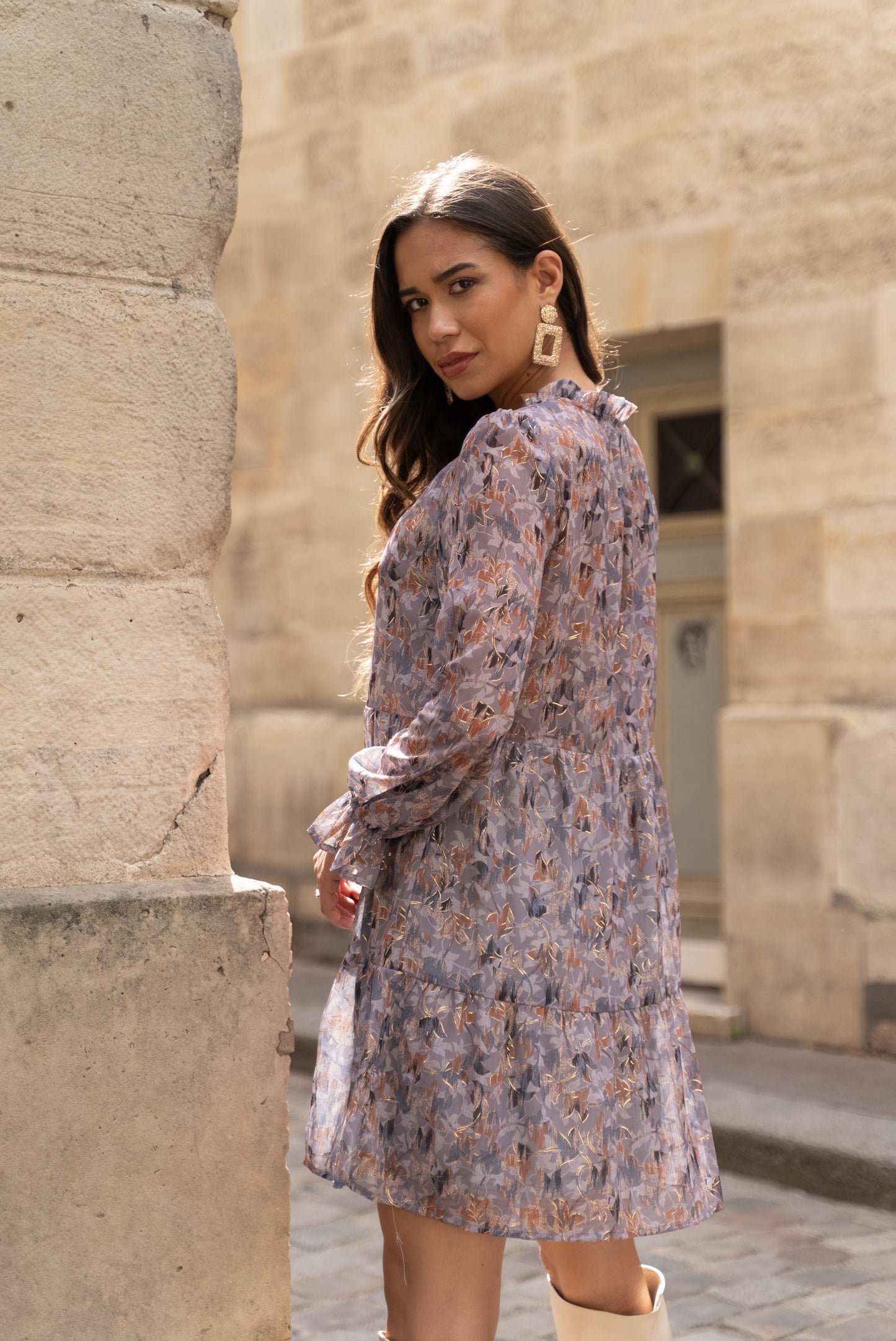 Kleid Anthrazit Flowers