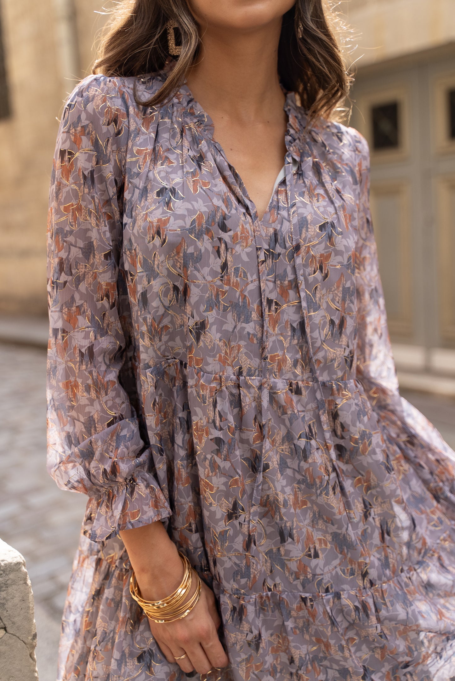 Kleid Anthrazit Flowers