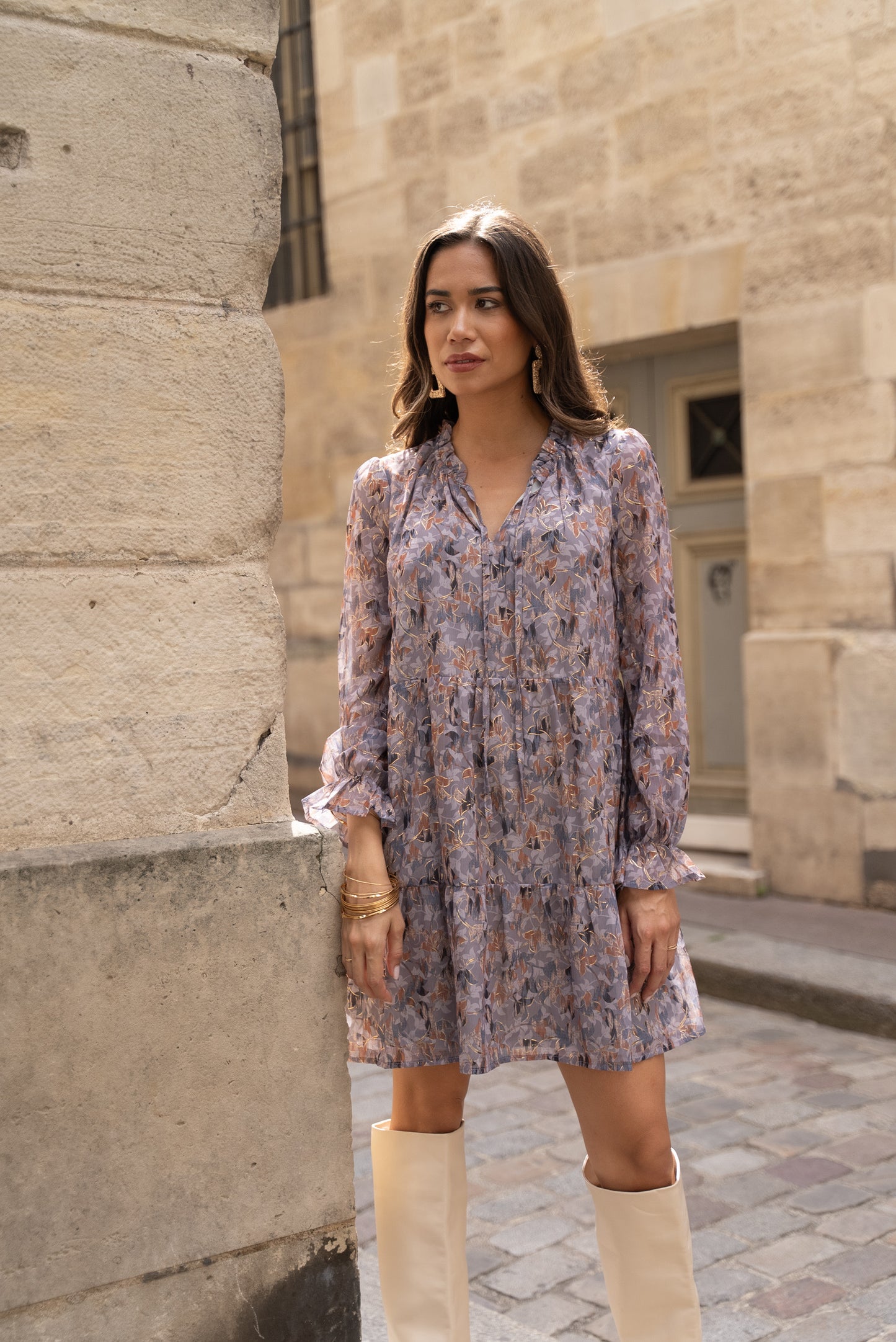 Kleid Anthrazit Flowers