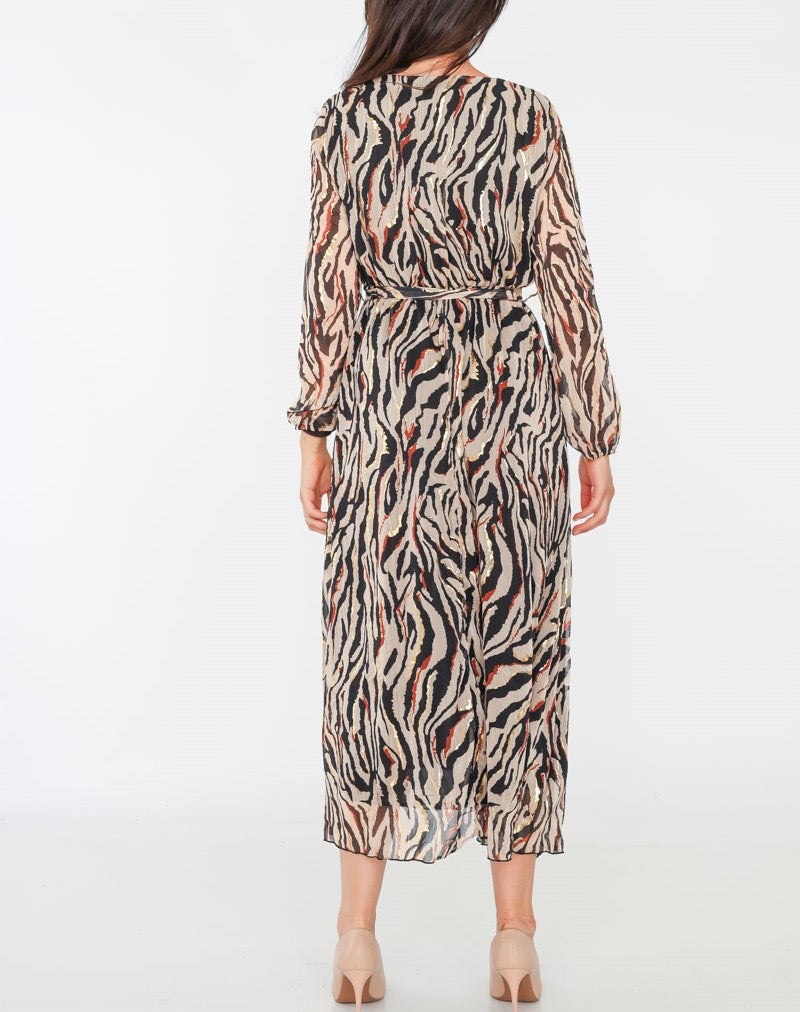 Kleid Zebra gold lang
