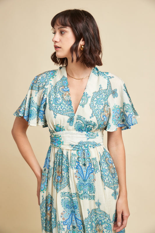 Kleid blue Paisley backfree